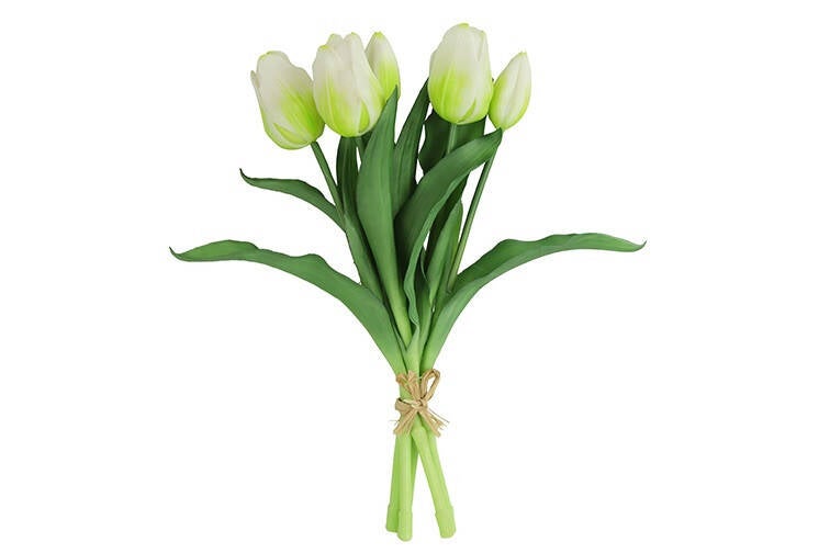 Real Touch boeket kunst Tulpen Wit 5 stuks