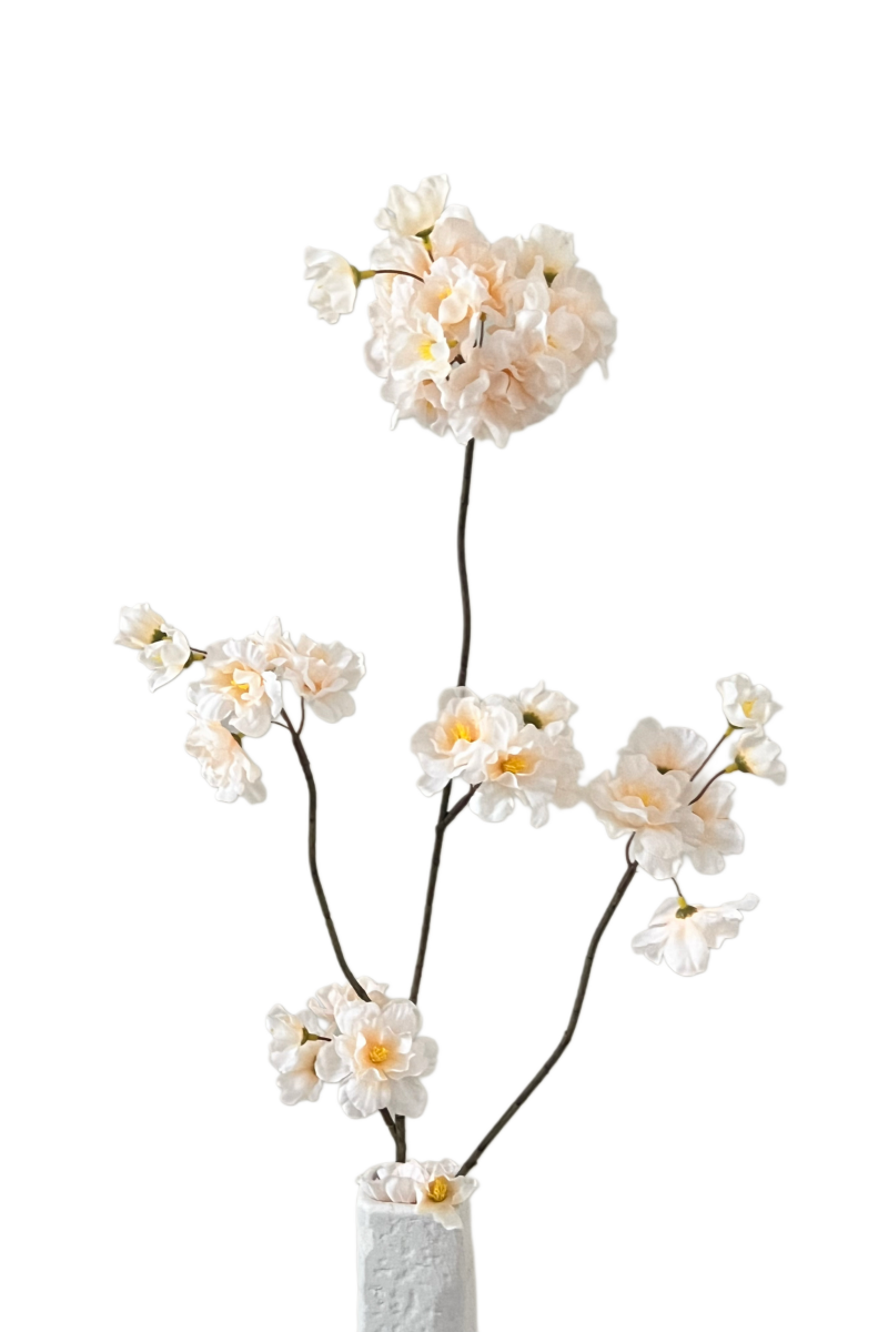 Zijden bloesemtak Prunus malaga spray beige