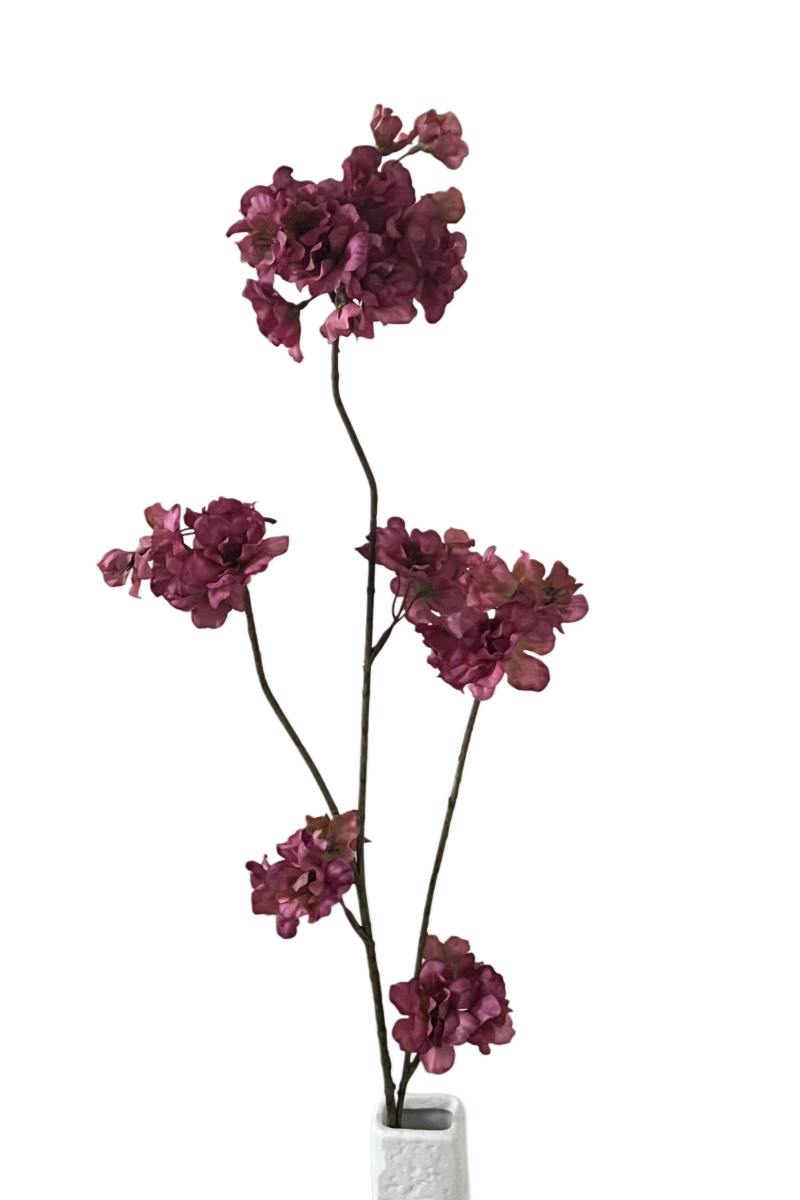 Zijden bloesemtak Prunus malaga aubergine