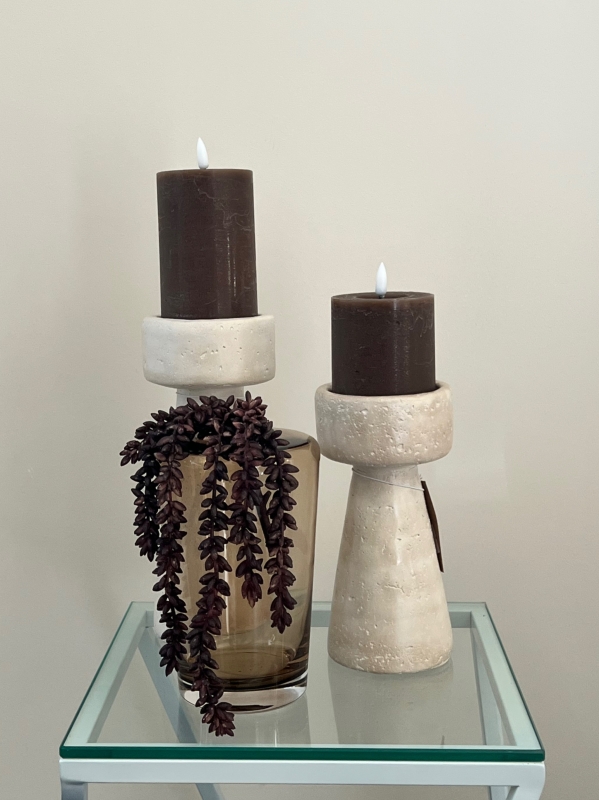 Set Aardewerk Kandelaars Beige | Handgemaakt