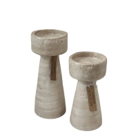 Set Aardewerk Kandelaars Beige | Handgemaakt