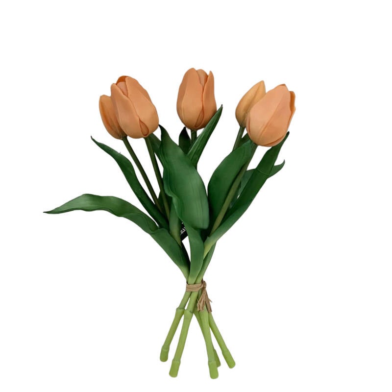 Real Touch tulpen zalm / oranje 5stuks