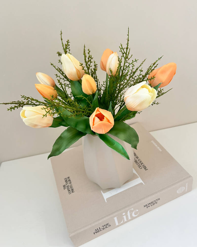 Real Touch kunst tulpen met vaas