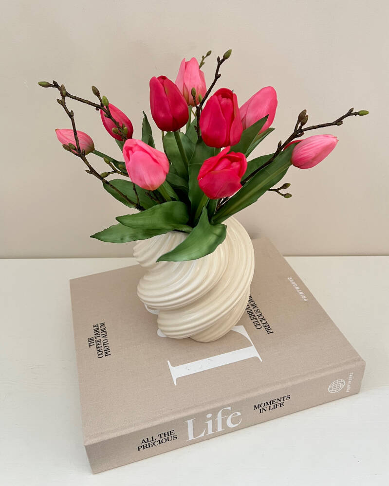 Real Touch tulpen compleet met vaas